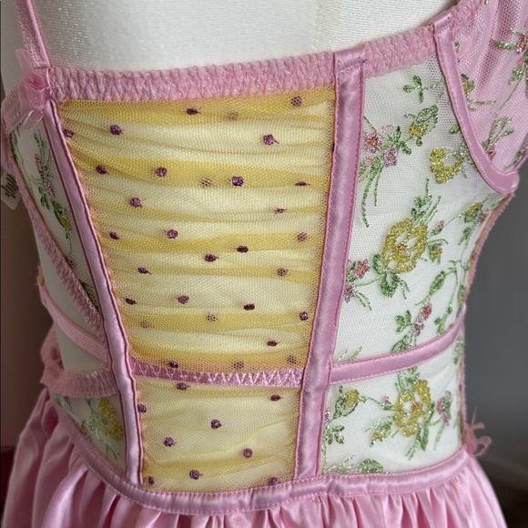 For Love & Lemons 💕 Camila slip dress size small pink and yellow corset dress - Picture 7 of 10